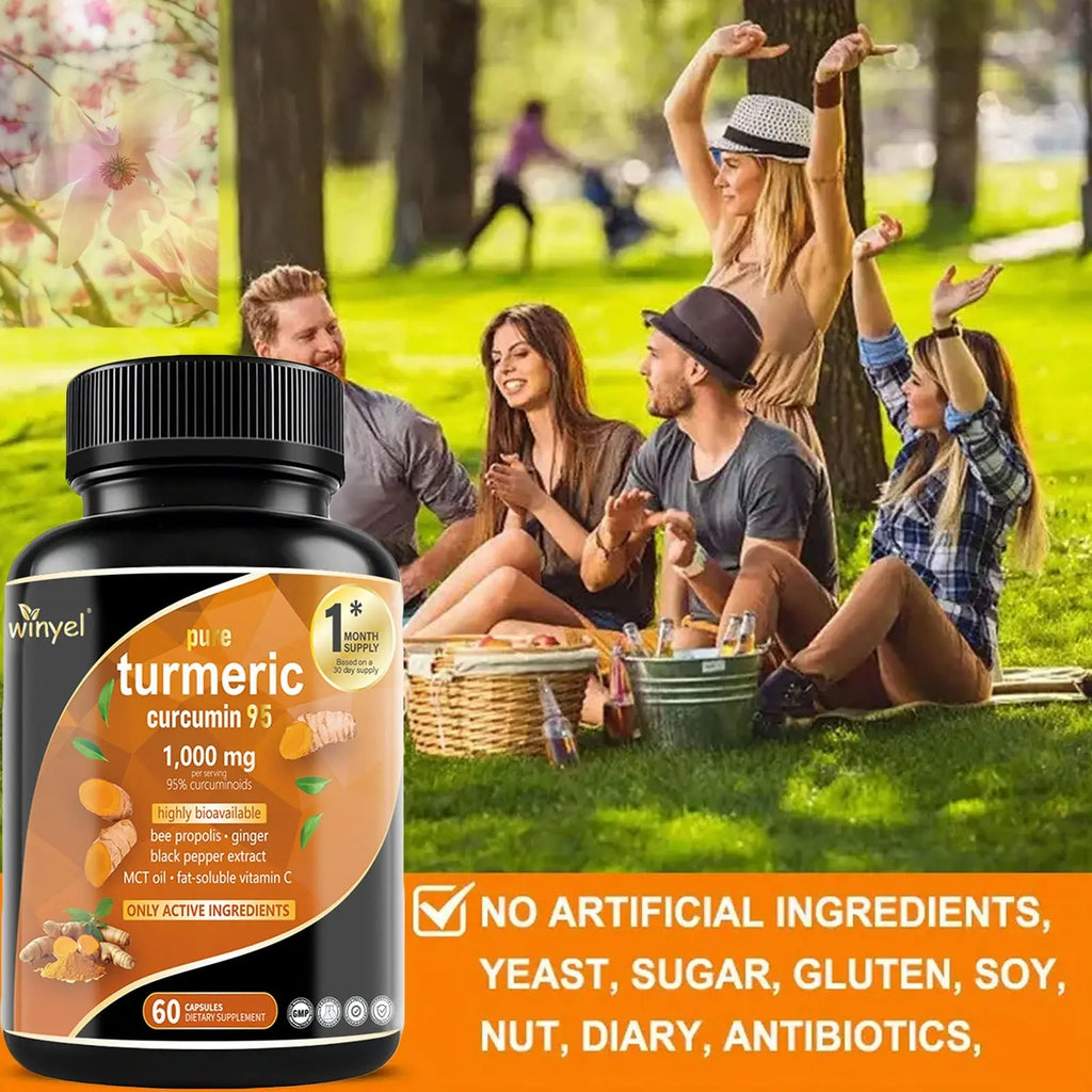 Premium Turmeric Curcumin Supplements 1000mg - Great Absorption Rate - Supports Heart, Brain And Joint Health - 60 Capsules - Rooted Regenerative: Sustainable Foods for the Future