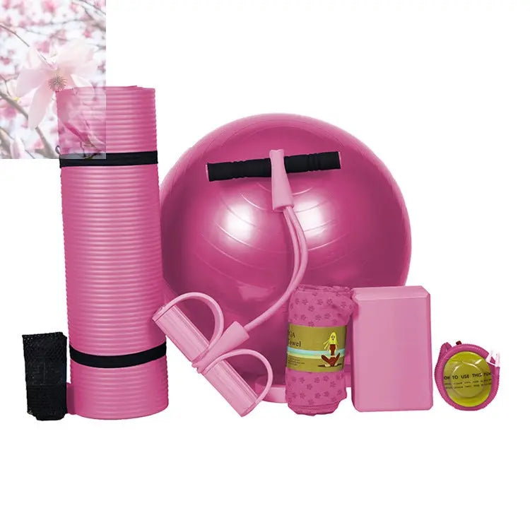 Beginner Yoga Mat Five Piece Set Of Fitness Equipment - Rooted Regenerative: Sustainable Foods for the Future