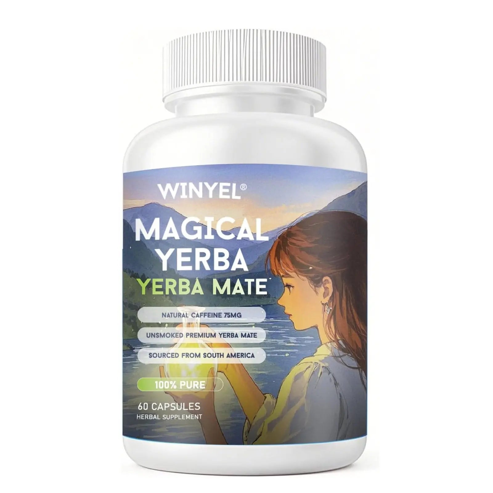 WINYEL Yerba Mate Capsules  75mg Natural Caffeine Per Capsule  Natural Plant-Based Energy & Focus Support  Supports Mental Clarity & Digestive Wellness Gut Health  60 Capsules - Rooted & Regenerative: Sustainable Foods for the Future Rooted & Regenerative: Sustainable Foods for the Future Rooted & Regenerative: Sustainable Foods for the Future