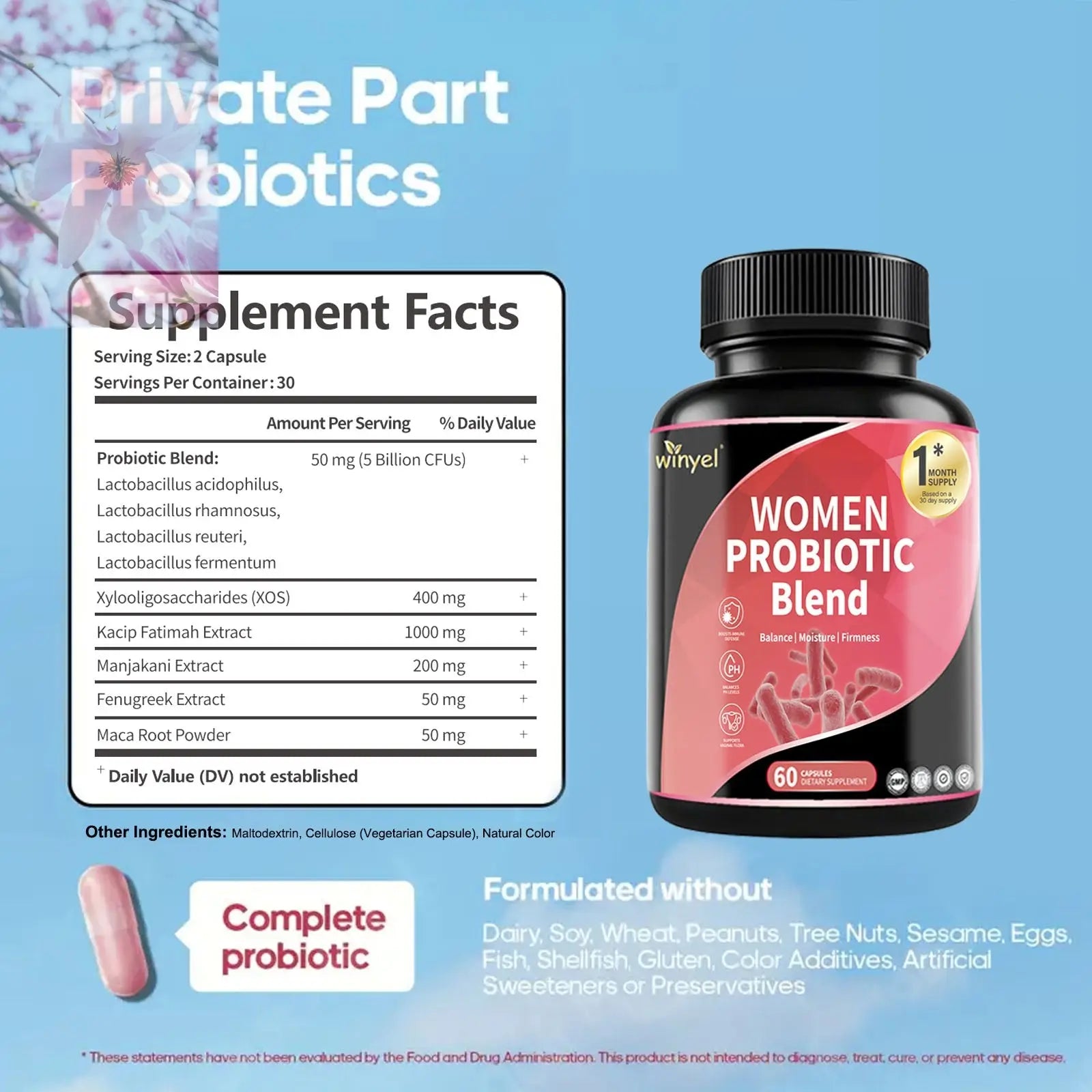 Women's Probiotics For Women PH Balance With Prebiotics, Lactobacillus Probiotic Blend And Herb Blend - Women's Health Supplement, 60 Count - Rooted Regenerative: Sustainable Foods for the Future