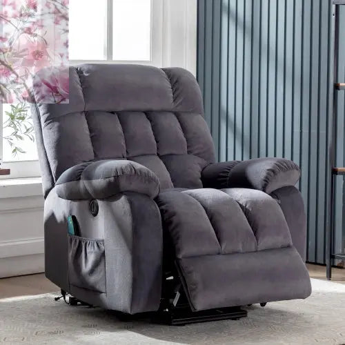 Electric Power  Lift Recliner Chair Sofa With Massage And Heat For Elderly 2 Side Pockets USB Ports Single Recliner Chairs For Living Room Overstuffed Breathable Fabric Reclin - Rooted Regenerative: Sustainable Foods for the Future