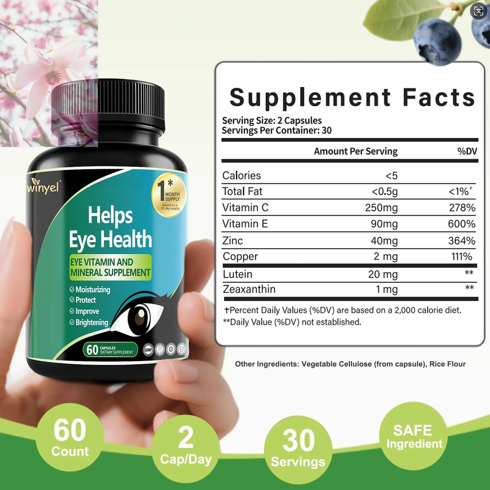 Lutein Eye Supplement - Vitamins, 30-Day Supply For Vision Clarity & Blue Light Protection, Retinal Health For Youngsters & Adults - Rooted Regenerative: Sustainable Foods for the Future