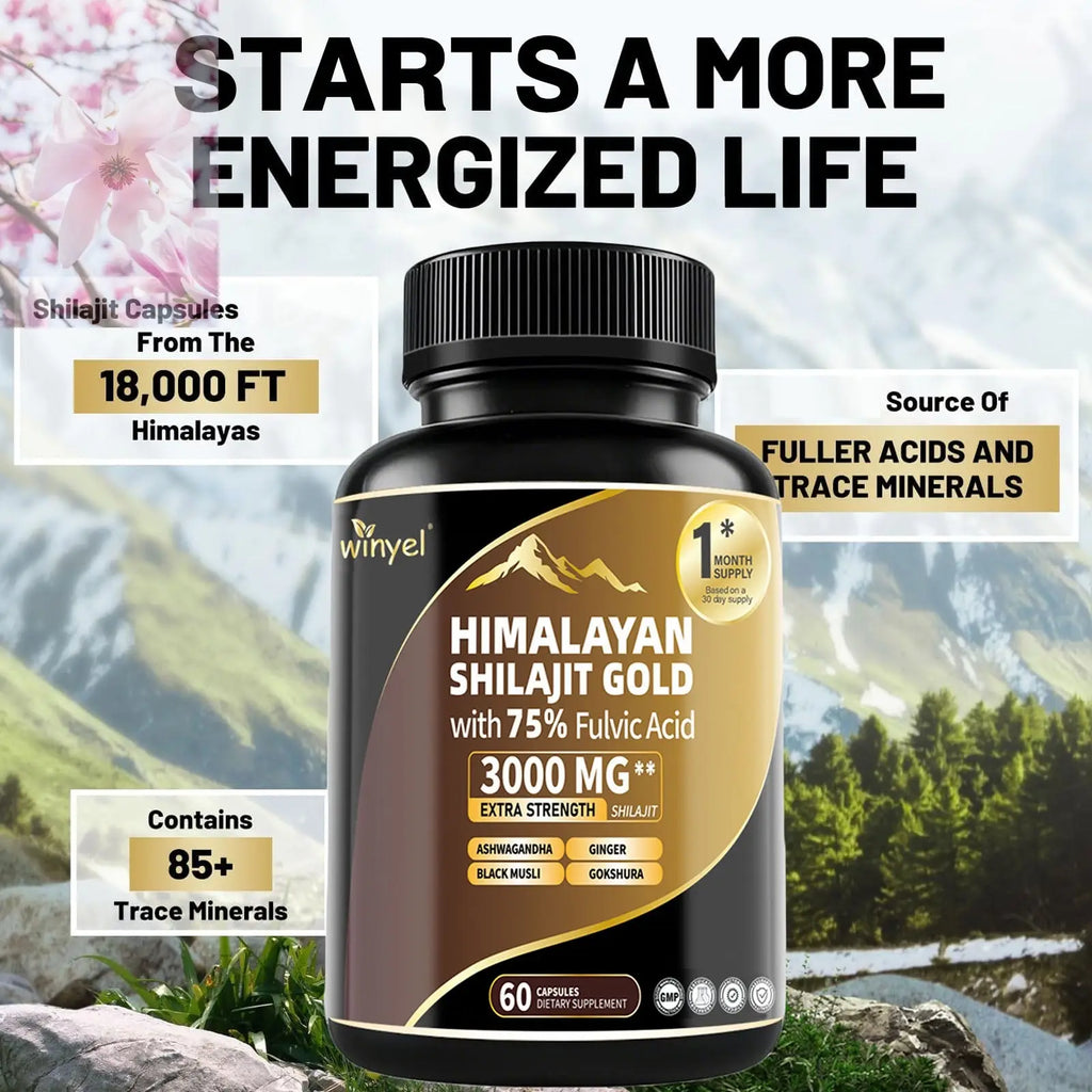 Shilajit Capsules, Ashwagandha, Gokshura, 85 Trace Minerals, High Potency Gold Grade Himalayan Shilajit Supplements, 60 Capsules For Women And Men - Rooted & Regenerative: Sustainable Foods for the Future Rooted & Regenerative: Sustainable Foods for the Future Health & Welness