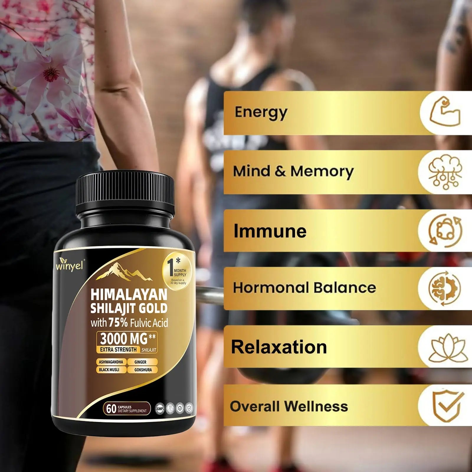 Shilajit Capsules, Ashwagandha, Gokshura, 85 Trace Minerals, High Potency Gold Grade Himalayan Shilajit Supplements, 60 Capsules For Women And Men - Rooted & Regenerative: Sustainable Foods for the Future Rooted & Regenerative: Sustainable Foods for the Future Health & Welness