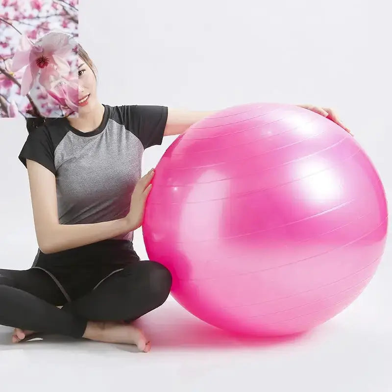 Yoga Ball Fitness Beginner Children Exercise More Gymnastics Glossy Ball - Rooted Regenerative: Sustainable Foods for the Future Rooted & Regenerative: Sustainable Foods for the Future Pink / 85CM