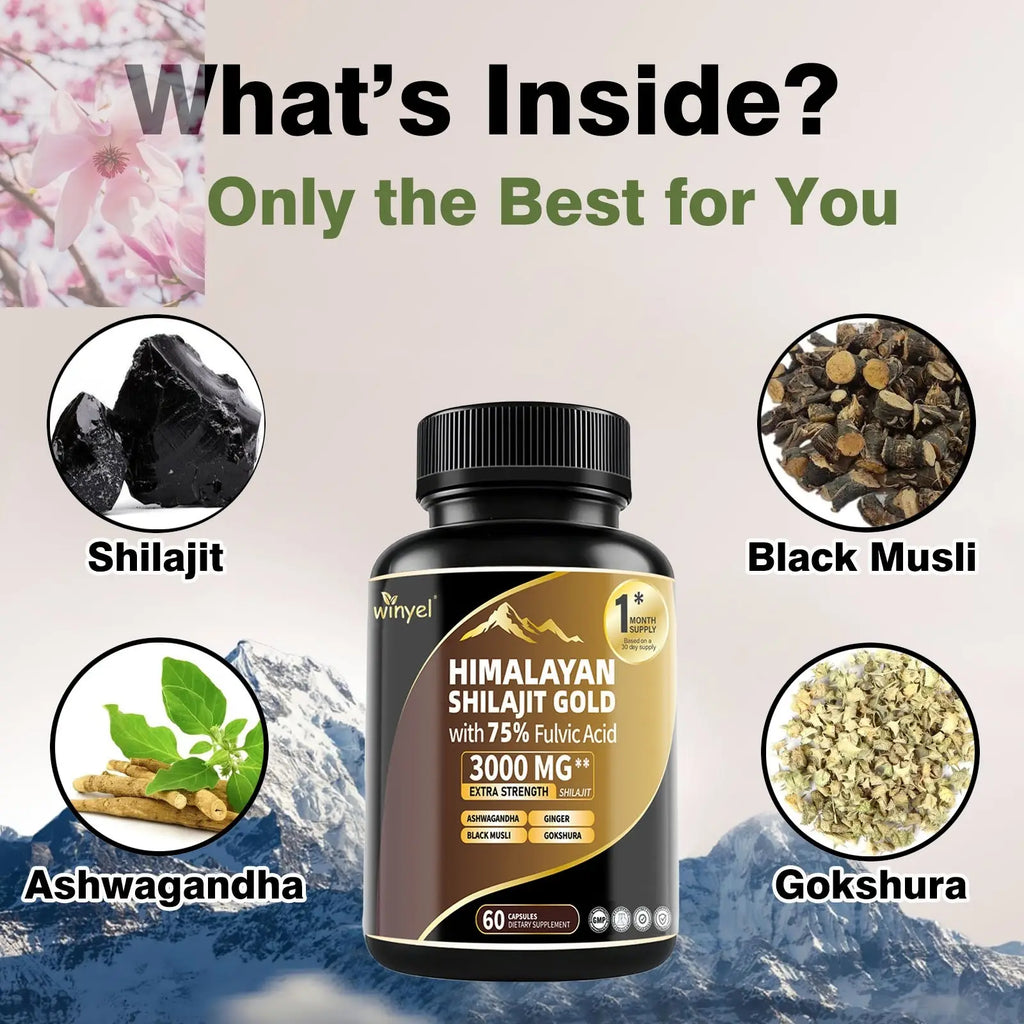 Shilajit Capsules, Ashwagandha, Gokshura, 85 Trace Minerals, High Potency Gold Grade Himalayan Shilajit Supplements, 60 Capsules For Women And Men - Rooted & Regenerative: Sustainable Foods for the Future Rooted & Regenerative: Sustainable Foods for the Future Health & Welness