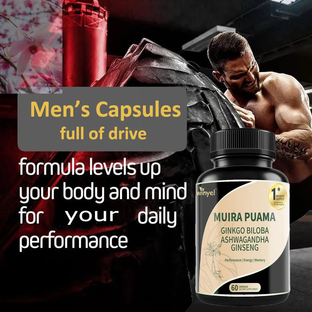 Muira Puama Ginseng Ashwagandha Ginkgo Tribulus  Herbal Supplements  Unleash Your Potential Through Our Pills  Dietary Supplements, Help Promote An Active And Healthy Lifestyle  60 Capsules - Rooted Regenerative: Sustainable Foods for the Future
