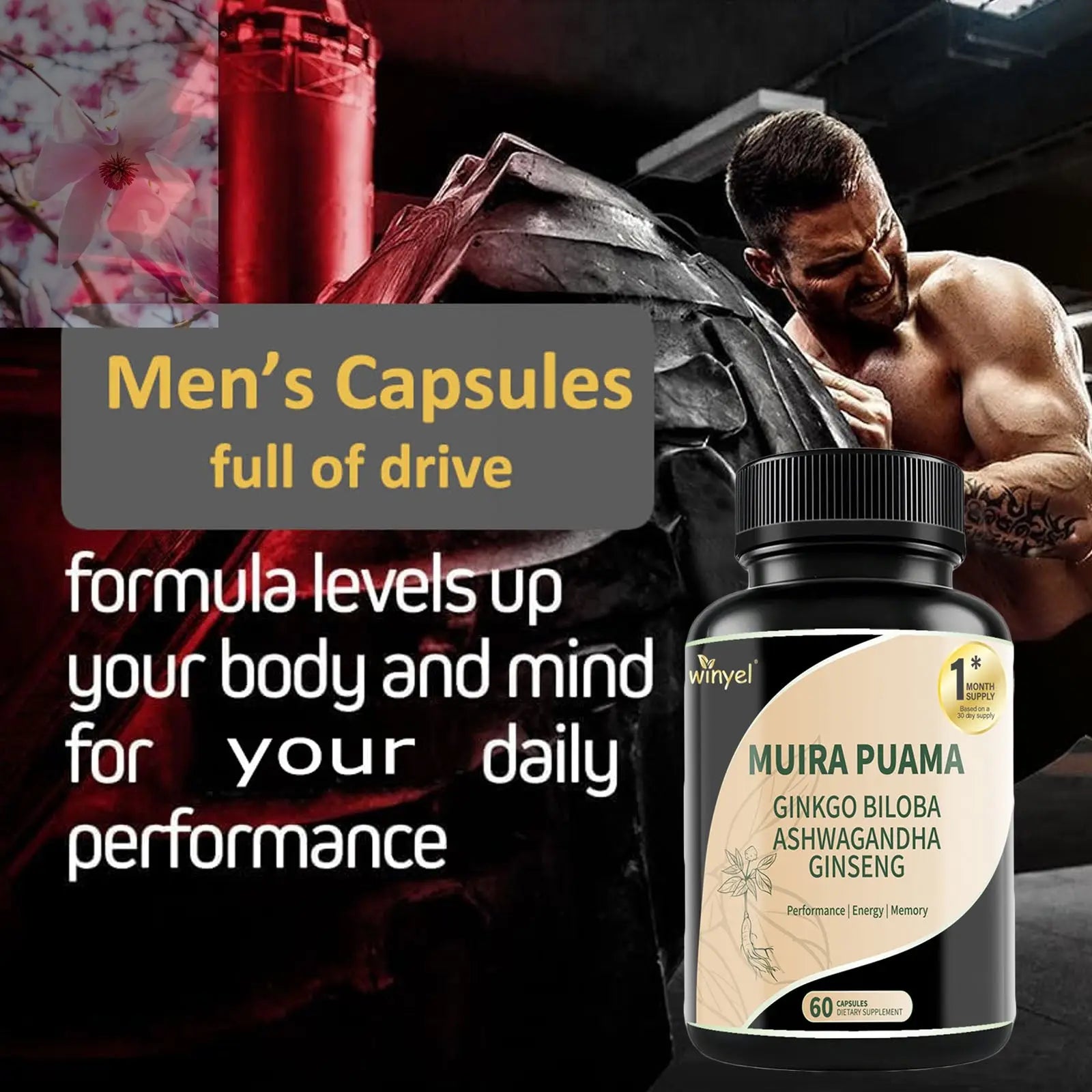 Muira Puama Ginseng Ashwagandha Ginkgo Tribulus  Herbal Supplements  Unleash Your Potential Through Our Pills  Dietary Supplements, Help Promote An Active And Healthy Lifestyle  60 Capsules - Rooted Regenerative: Sustainable Foods for the Future