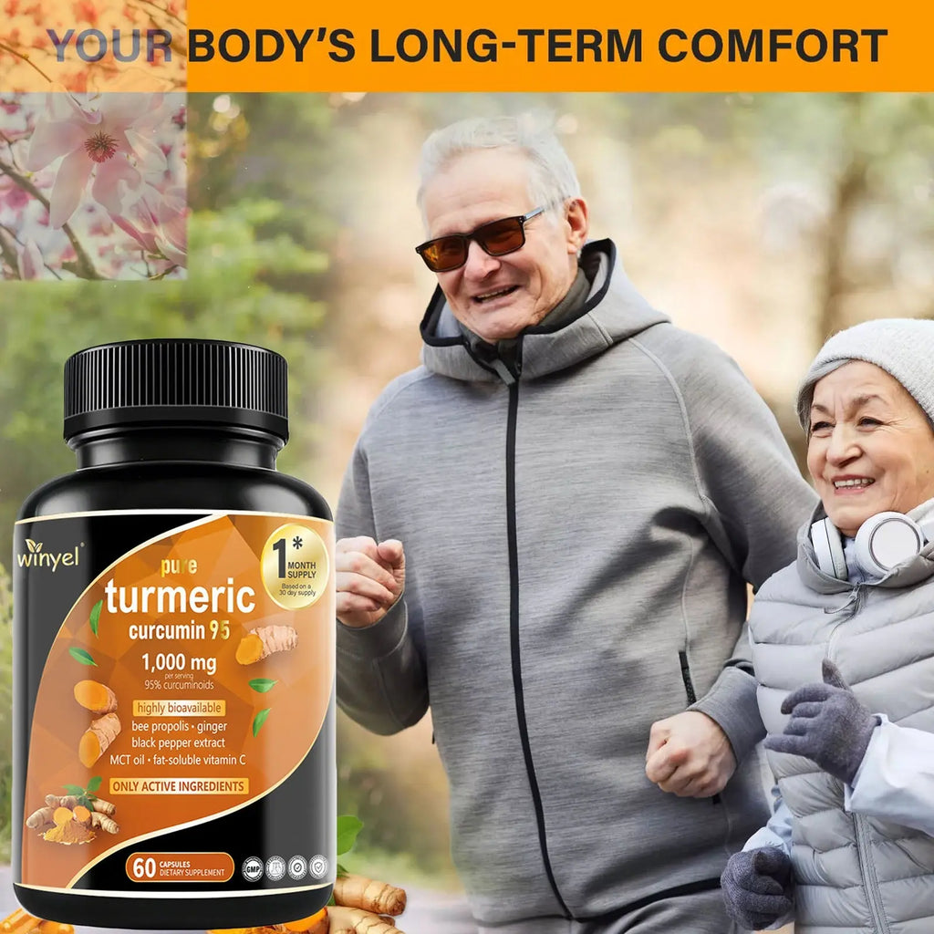 Premium Turmeric Curcumin Supplements 1000mg - Great Absorption Rate - Supports Heart, Brain And Joint Health - 60 Capsules - Rooted Regenerative: Sustainable Foods for the Future